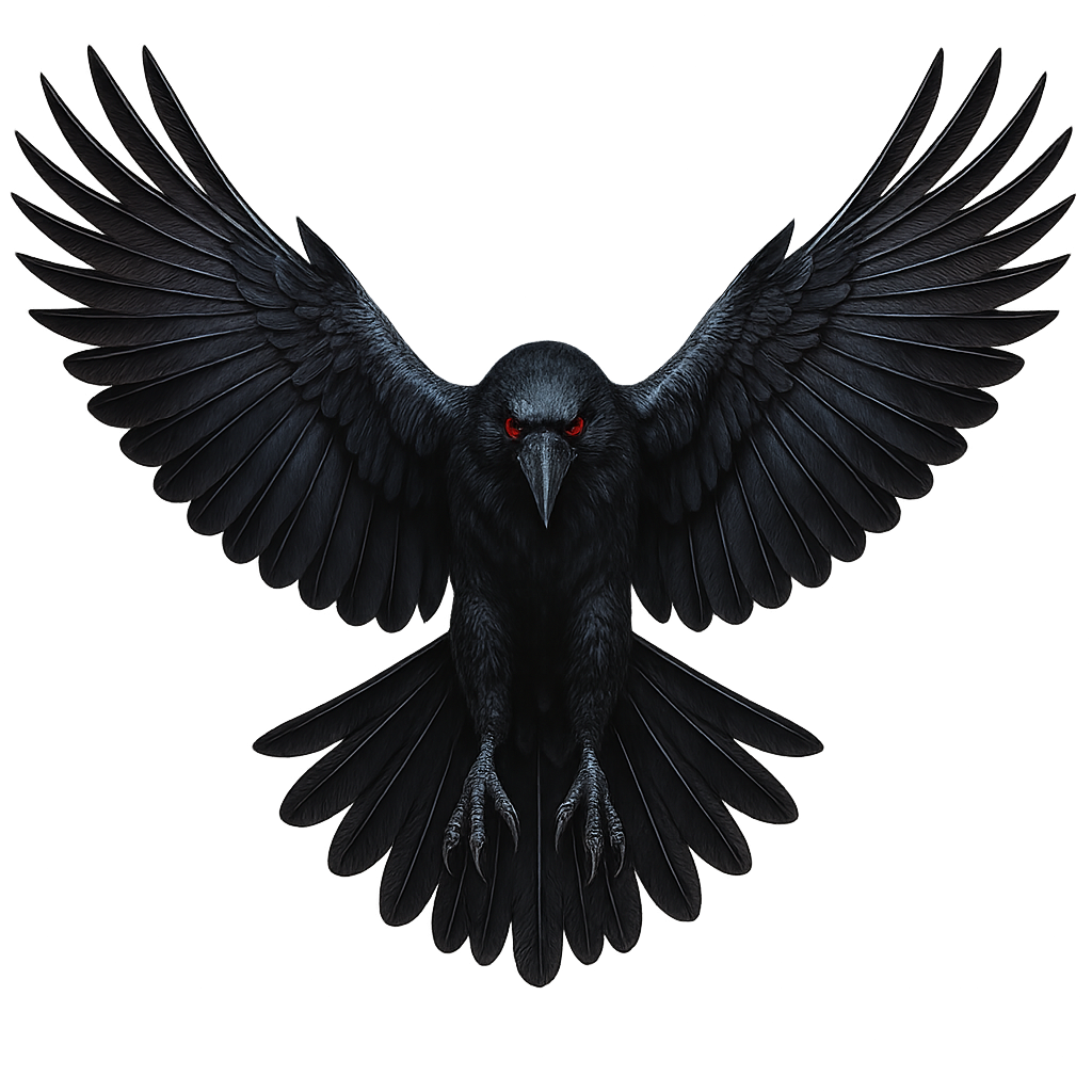 Rabe mit ausgebreiteten Flügeln